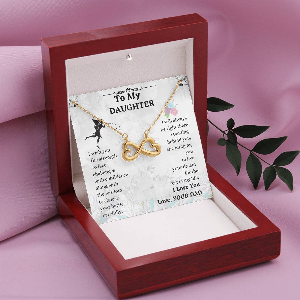 Daughter Infinity Necklace Gift from Dad with Heartfelt Message Card