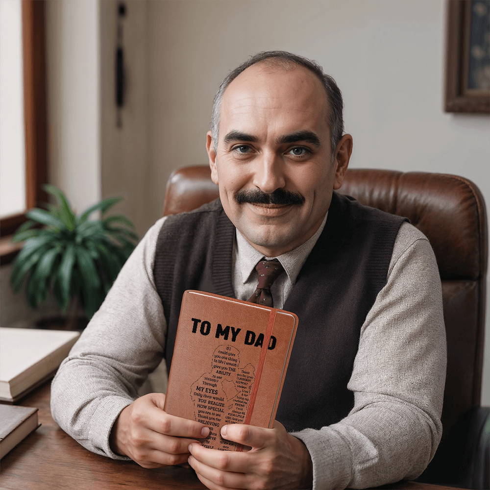 To My Dad Journal from Daughter – Leather Notebook with Heartfelt Engraved Message Gift For Dad