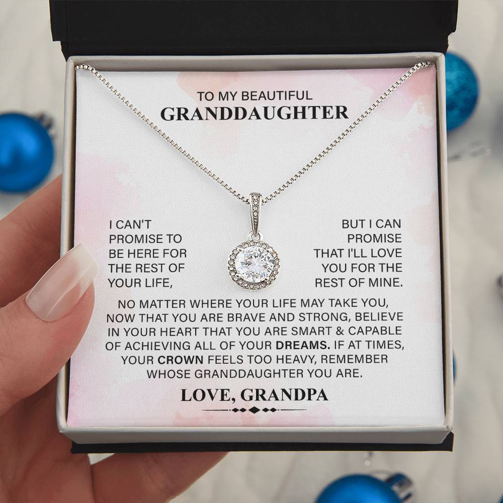 To My Beautiful Granddaughter Necklace, Your Crown Feels Too Heavy, Remember Whose Granddaughter You Are, Love From Grandpa.