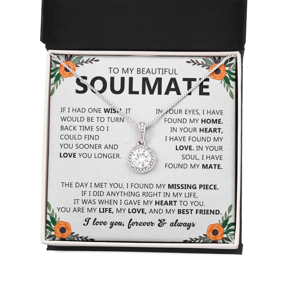 Soulmate Gift Necklace with Round Pendant & Card