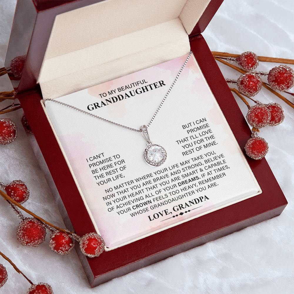 To My Beautiful Granddaughter Necklace, Your Crown Feels Too Heavy, Remember Whose Granddaughter You Are, Love From Grandpa.