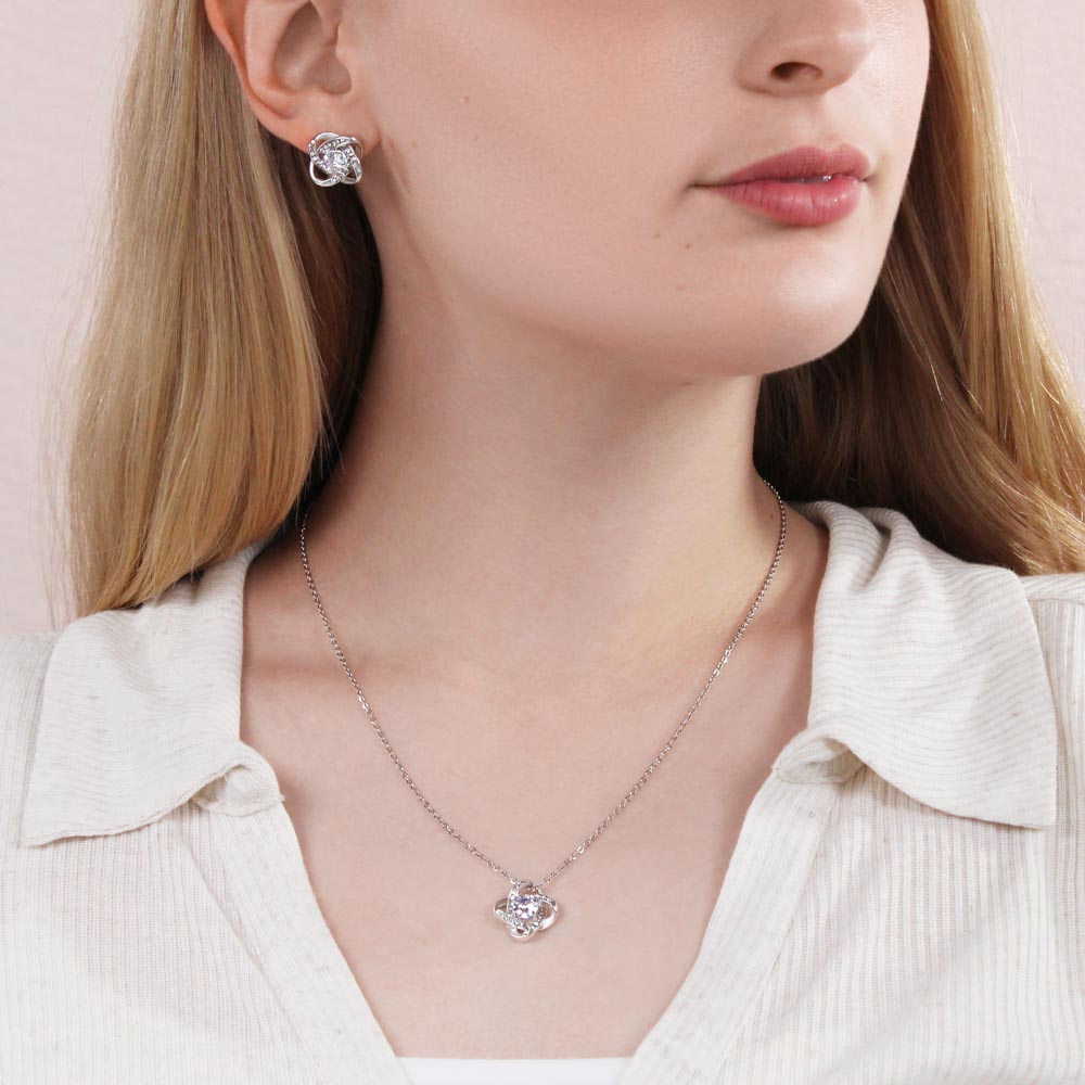 Gift for Wife from Husband – Love Knot Necklace & Earring Set