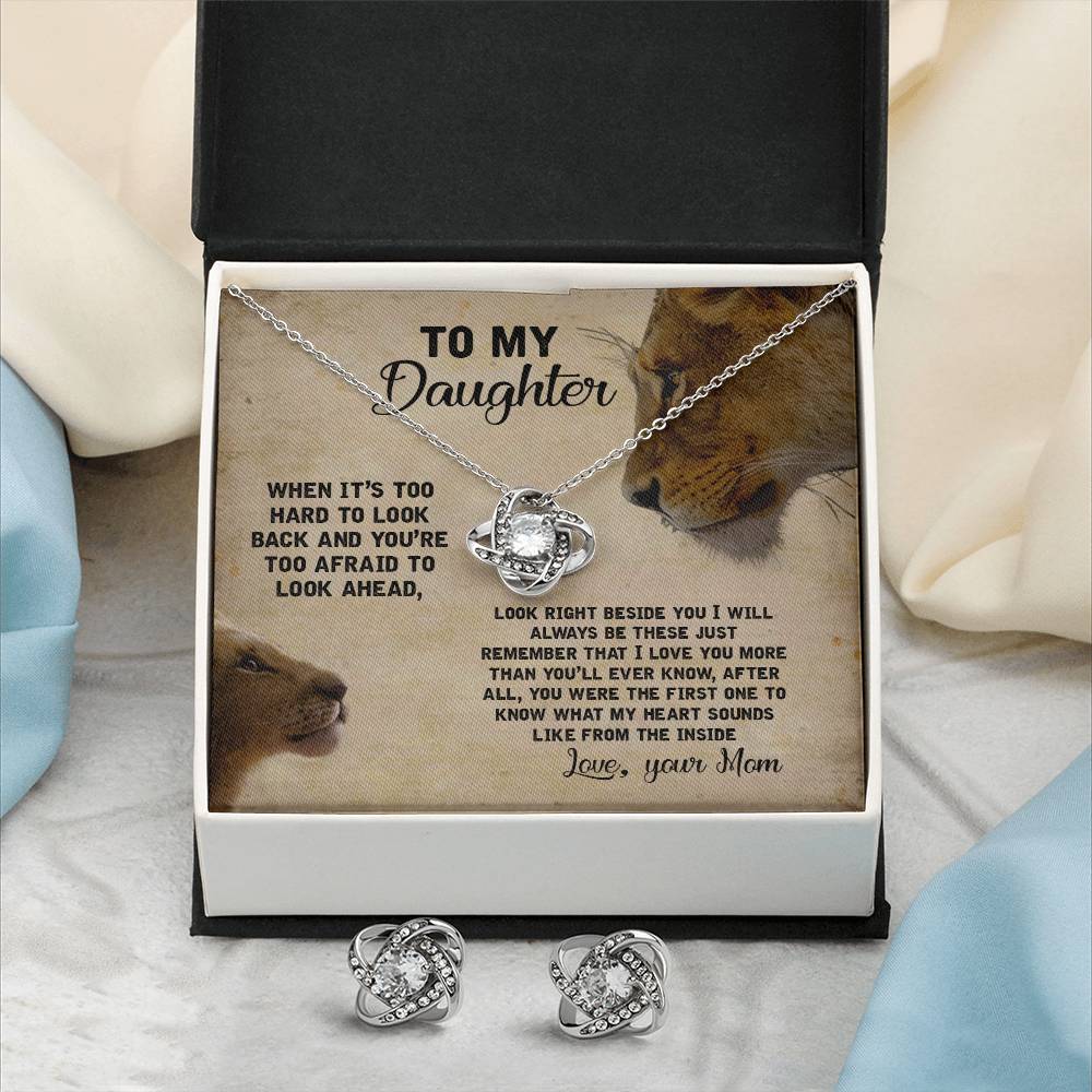 Daughter Necklace Gift from Mom – with Lion Artwork and Heartfelt Message Card