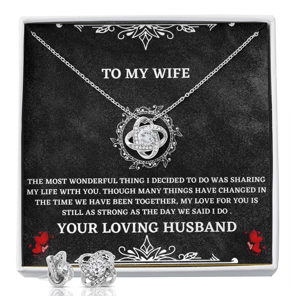 Gift for Wife from Husband – Love Knot Necklace & Earring Set