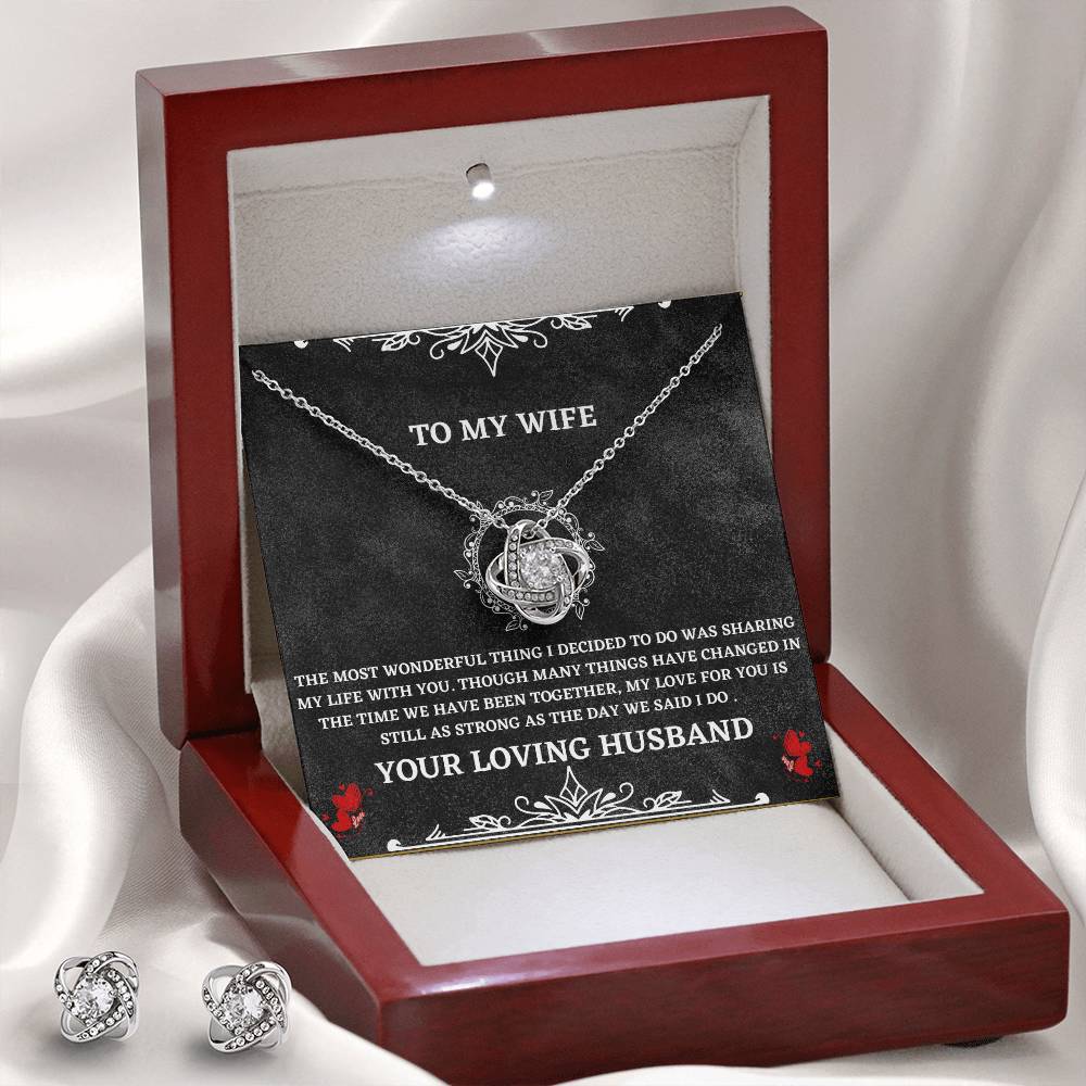 Gift for Wife from Husband – Love Knot Necklace & Earring Set