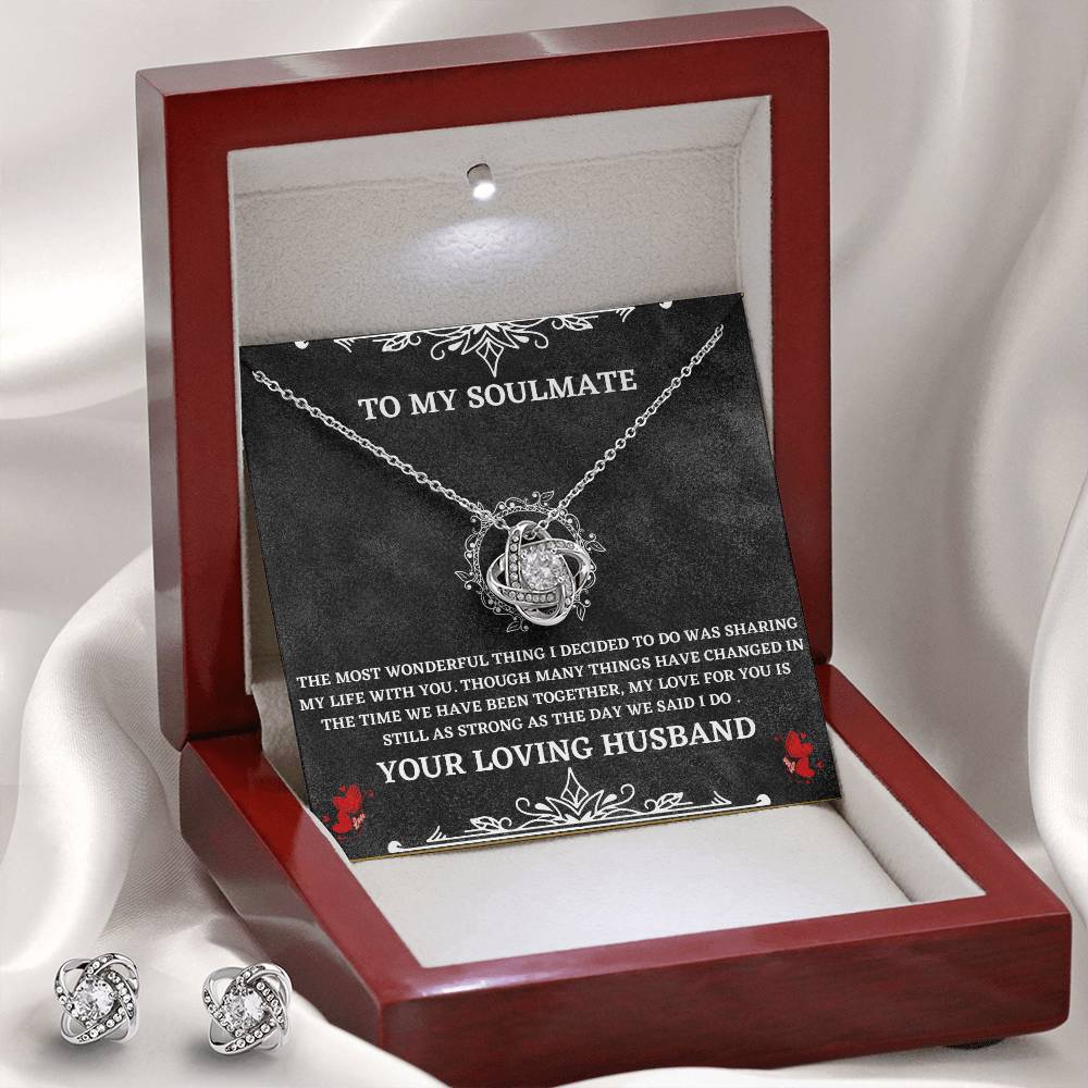Soulmate Necklace and Earring Gift Set from Husband – with Heartfelt Message Card