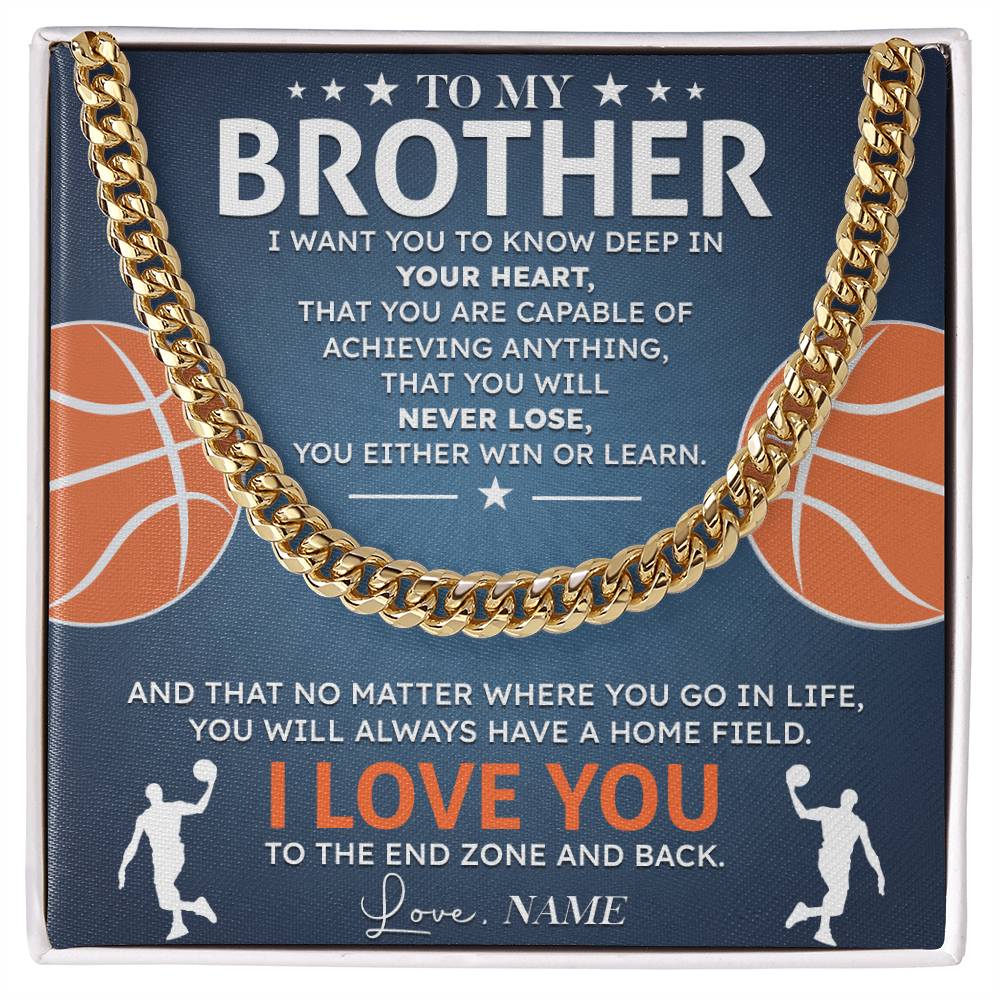 Basketball Necklace for Brother – Message Card Gift