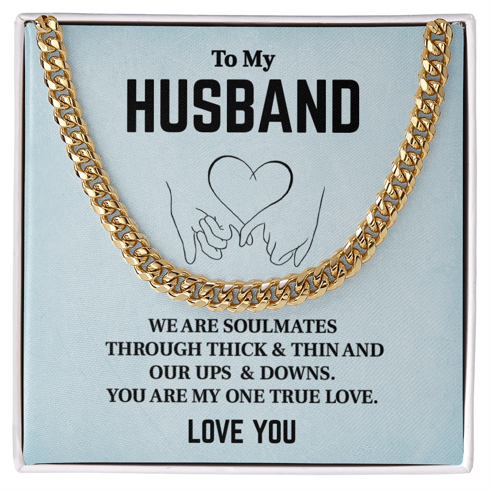 Husband Cuban Chain Necklace Gift Soulmate Message Card