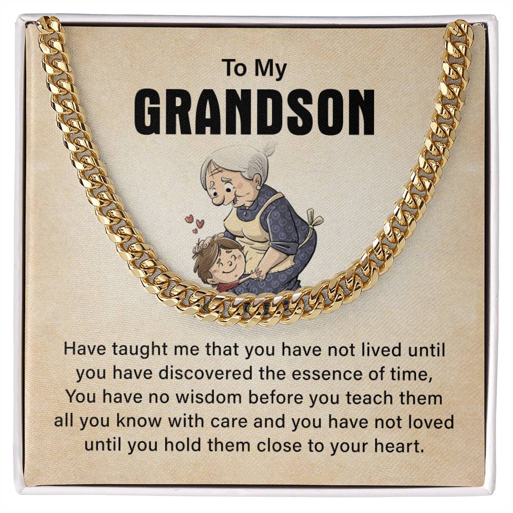 To My Grandson Cuban Chain Necklace, Never Forget How Much I Love You Birthday Christmas Necklace Gifts.