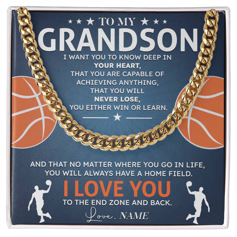 Grandson Basketball Necklace Gift with Card