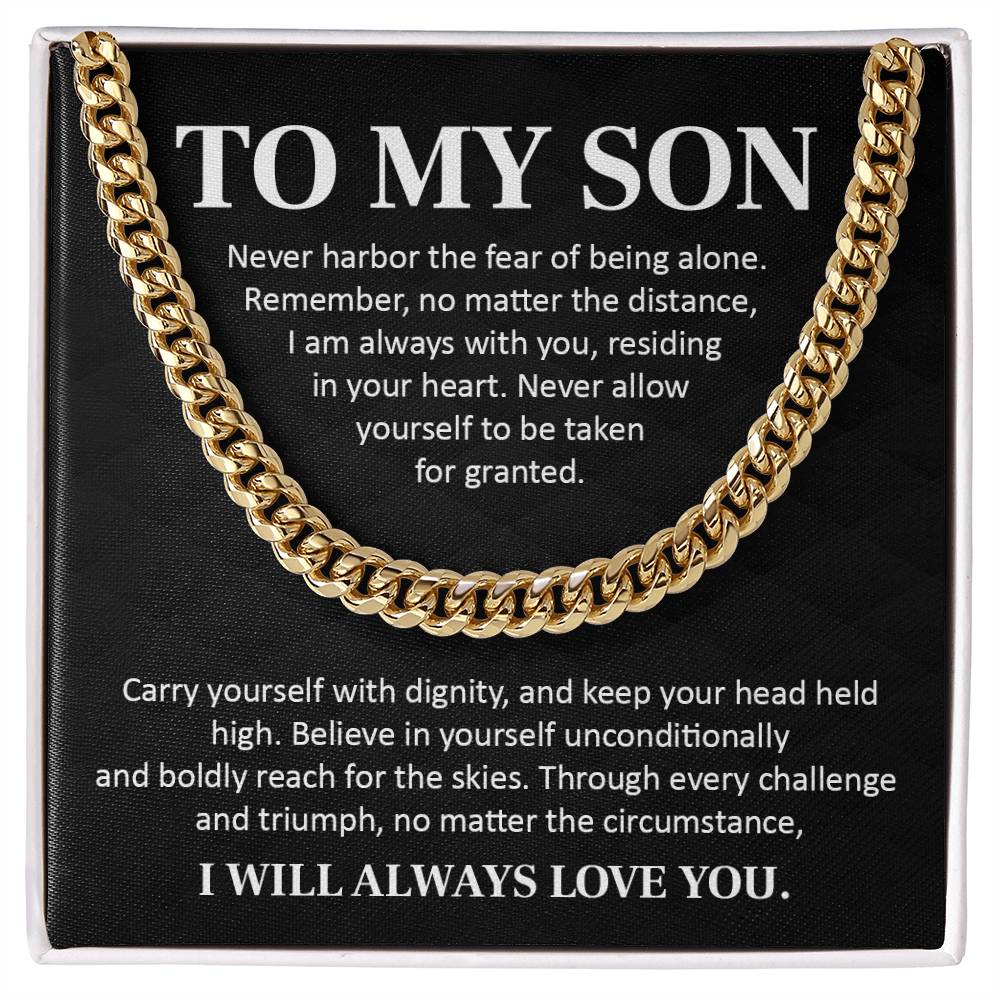 Cuban Chain Necklace Gift for Son with Message Card