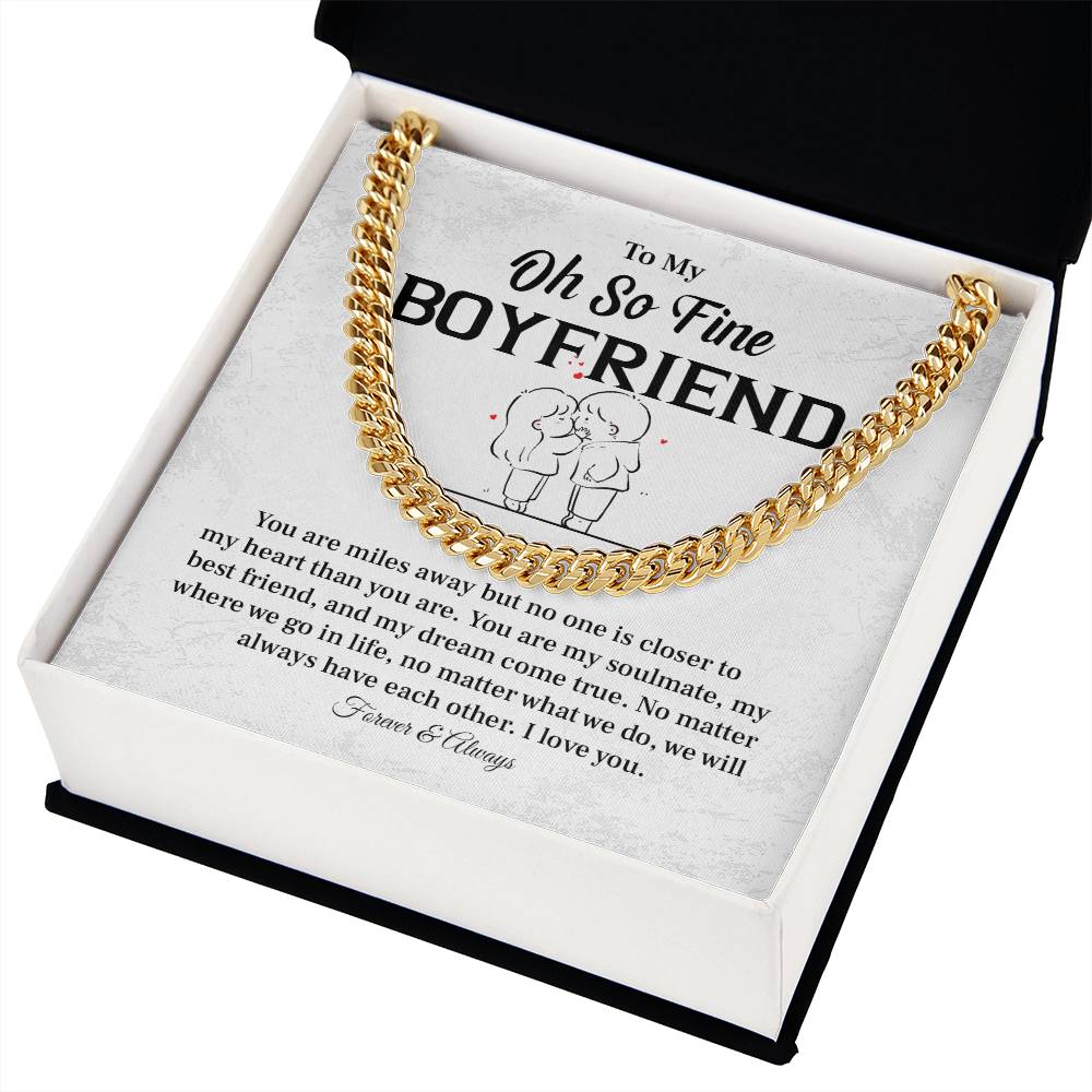 Boyfriend Long Distance Gift – Cuban Chain with Love Note