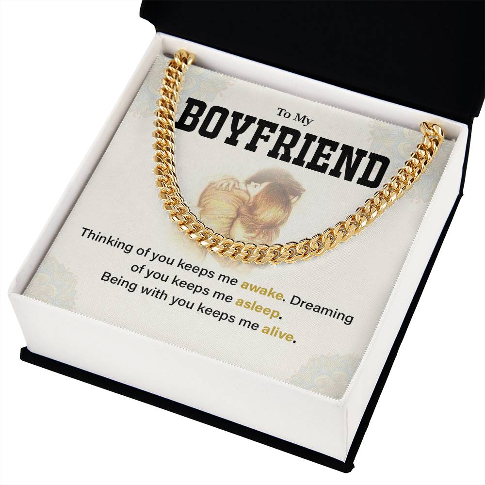 Boyfriend Cuban Chain Necklace Gift with Message Card