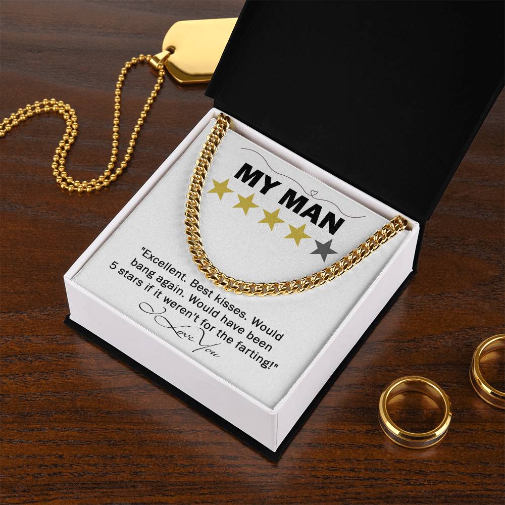 My Man A Funny Cuban Link Chain Necklace Gift For Boyfriend, Husband Gift, Valentine's Day, Anniversary, Or Christmas Gift For Boyfriend, Husband