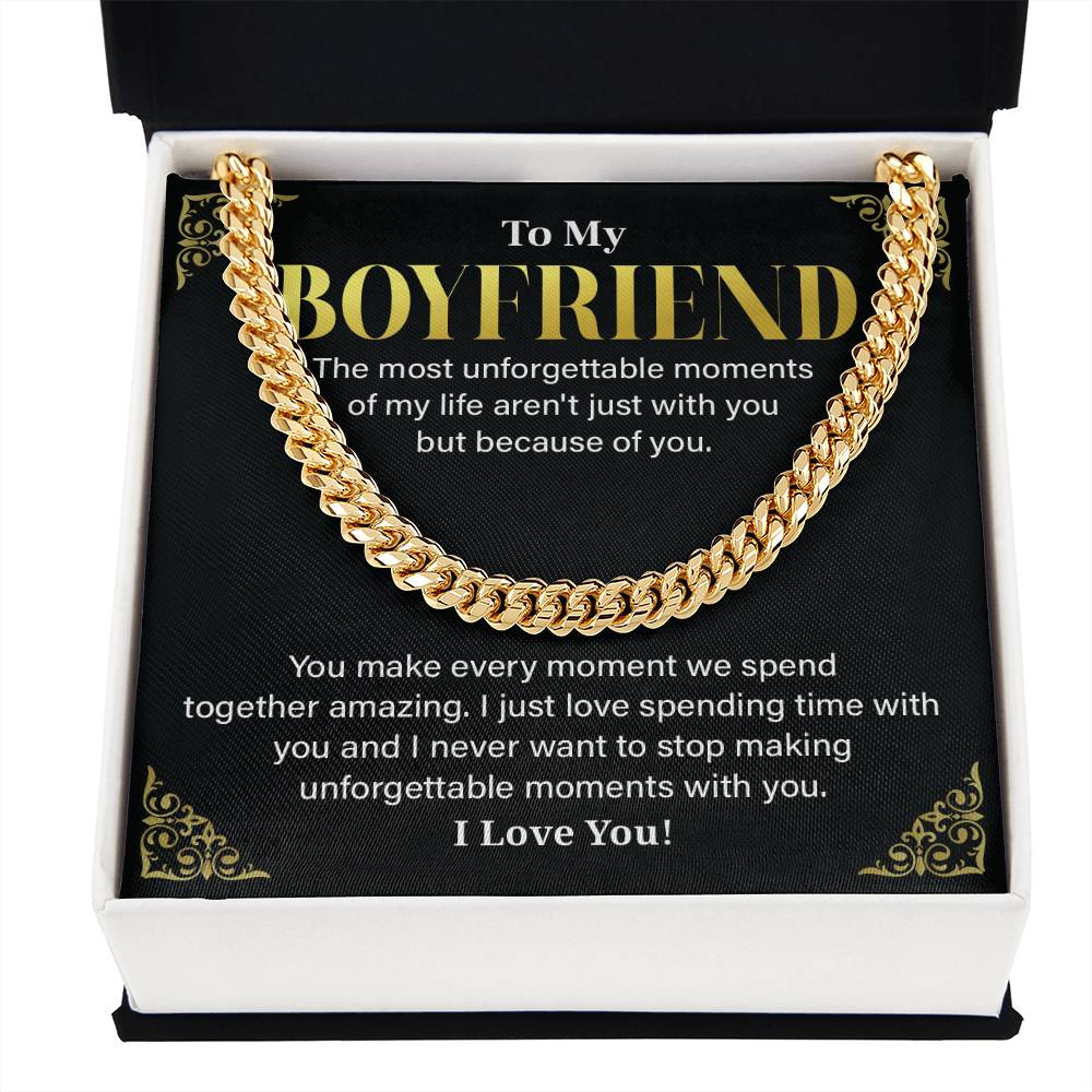 Boyfriend Cuban Chain Necklace with Gift Card & Box