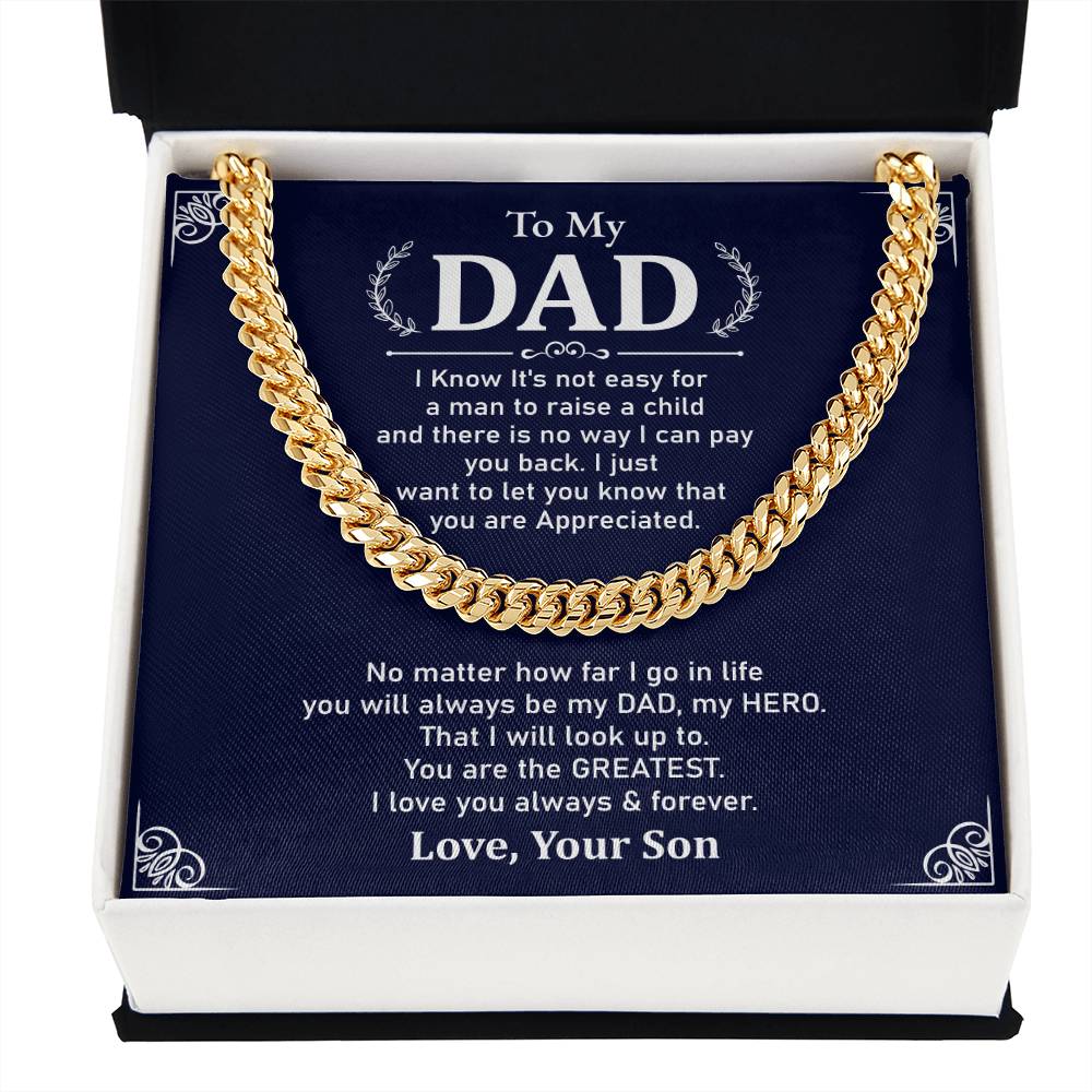 To My Dad Necklace Gift From Son With Appreciation Message
