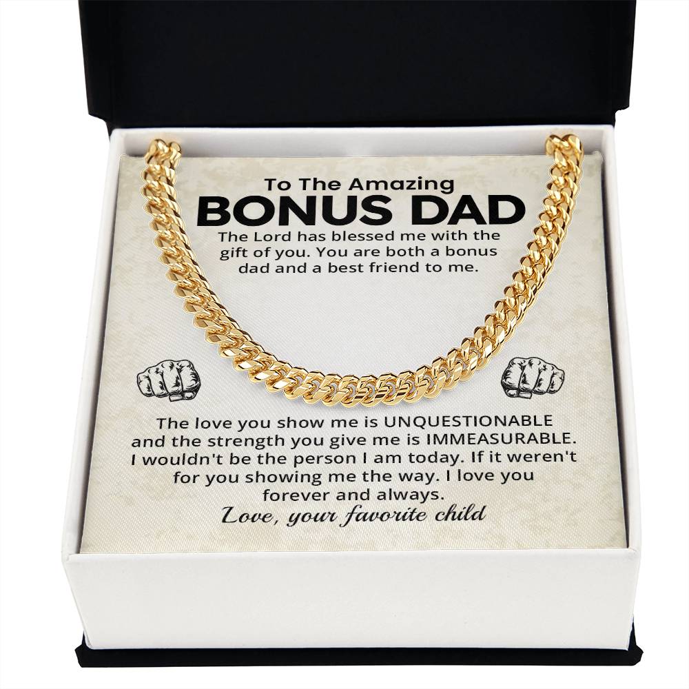 Bonus Dad Cuban Chain Necklace Gift With Loving Message