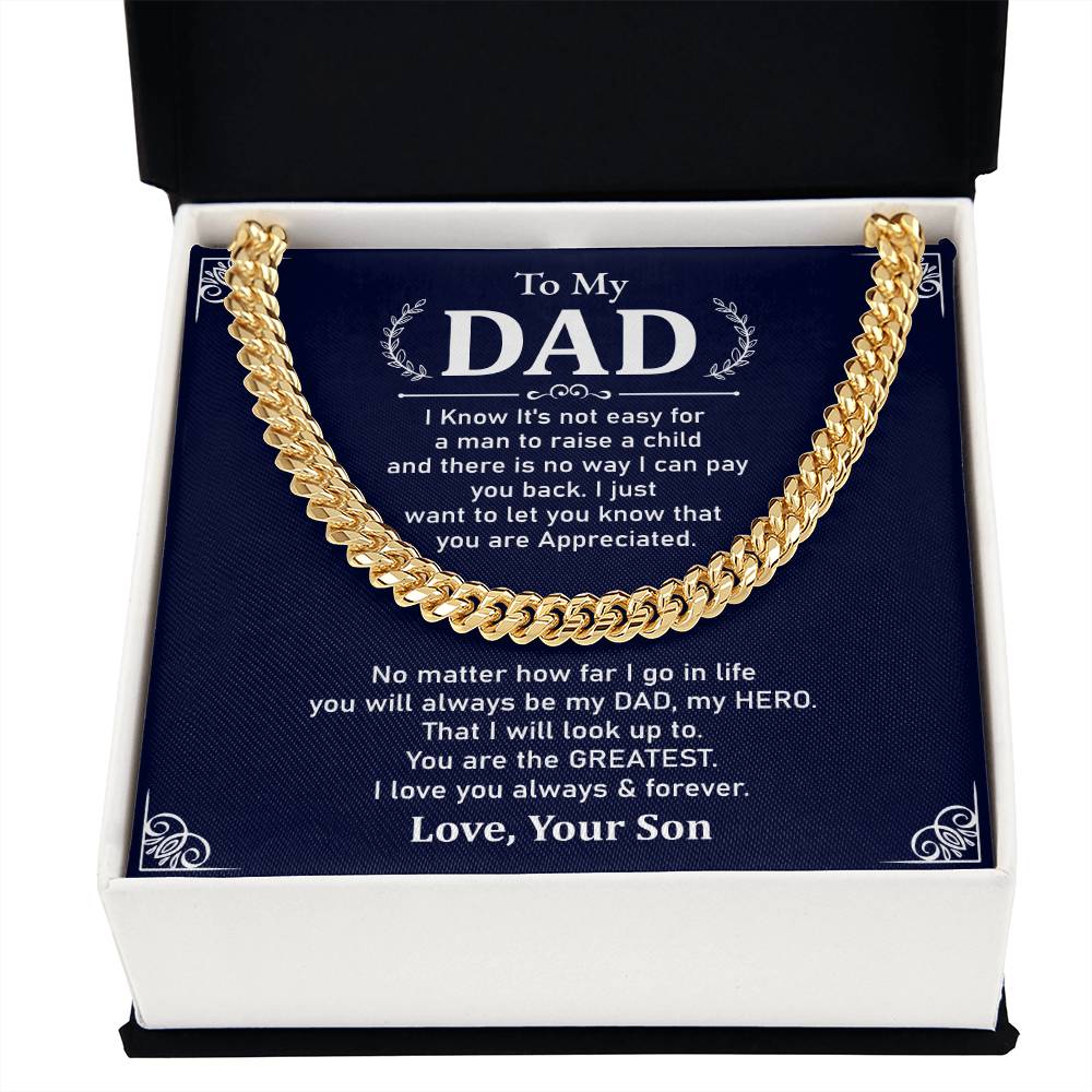 To My Dad Necklace Gift From Son With Appreciation Message