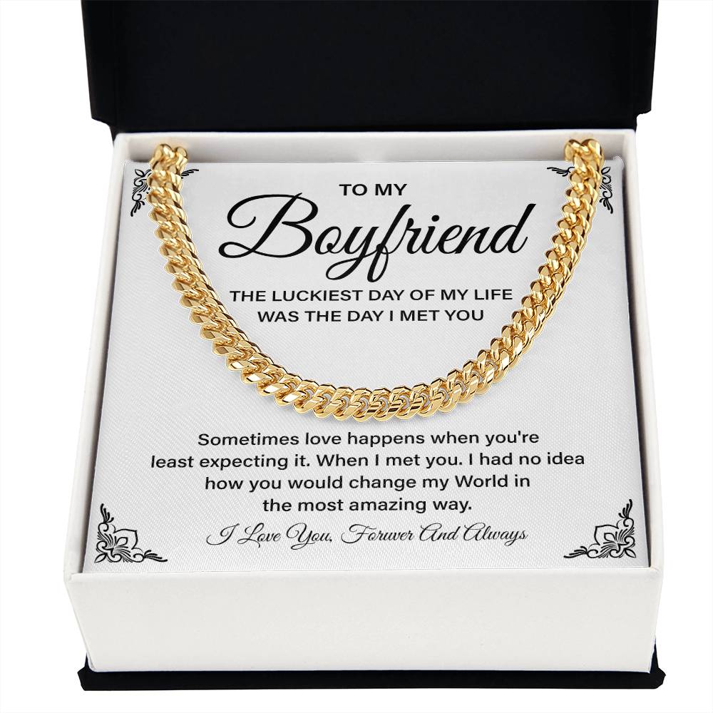 Boyfriend Gift – Cuban Chain with Lucky in Love Message