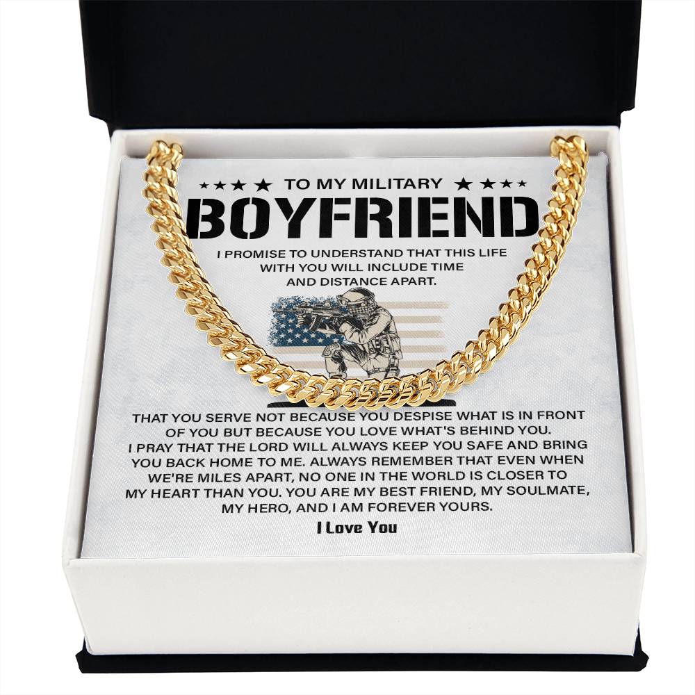 Military Boyfriend Necklace with Message Card