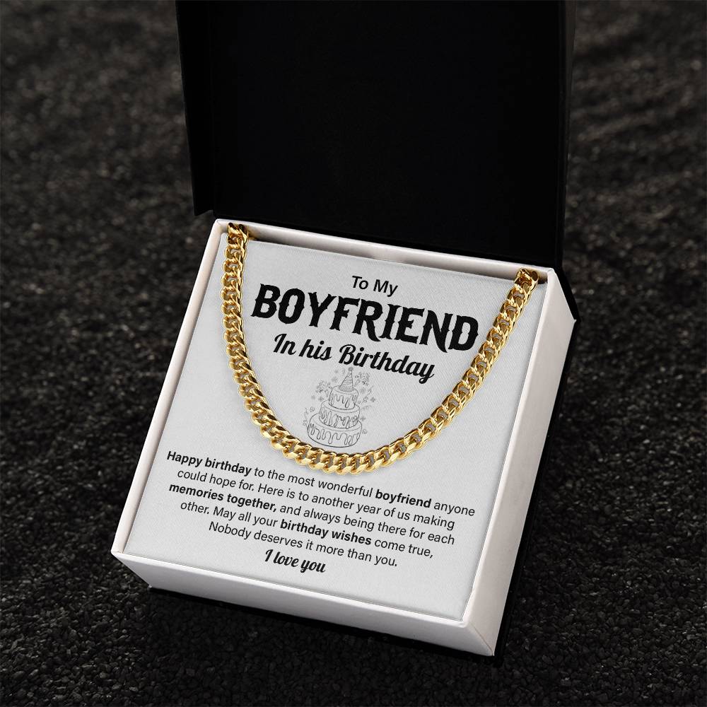 Birthday Necklace Gift for Boyfriend with Card & Box