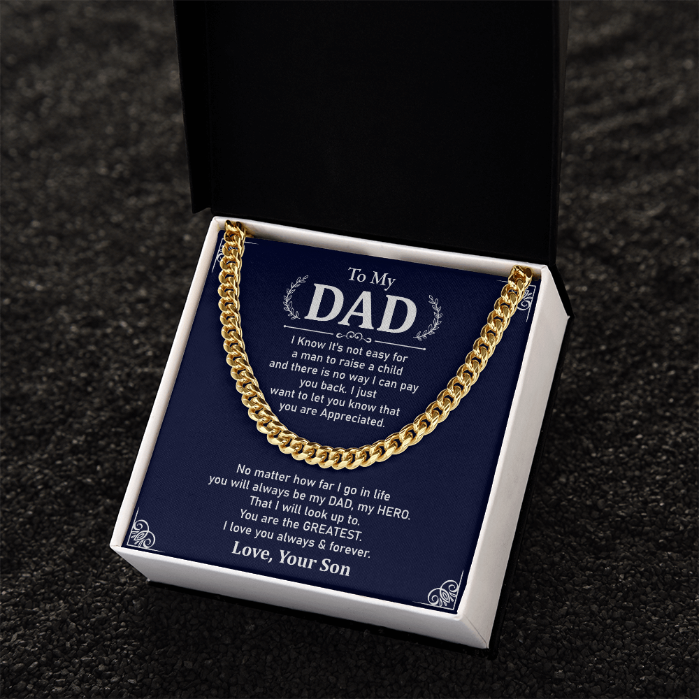 To My Dad Necklace Gift From Son With Appreciation Message