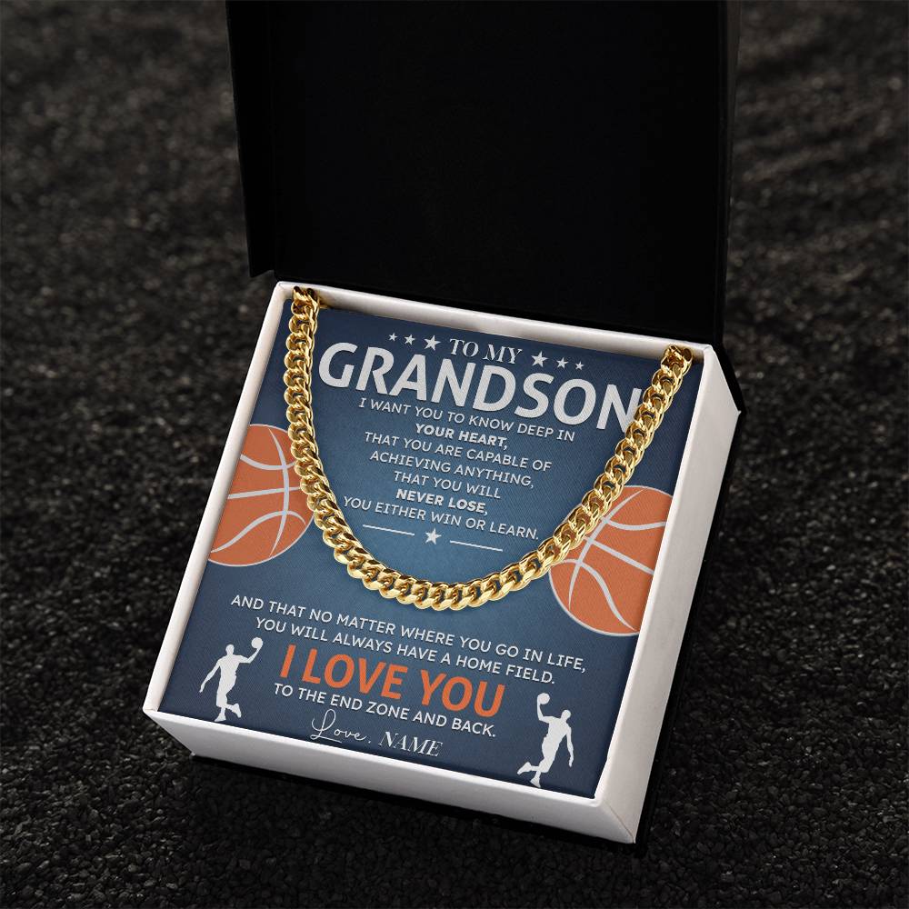 Grandson Basketball Necklace Gift with Card