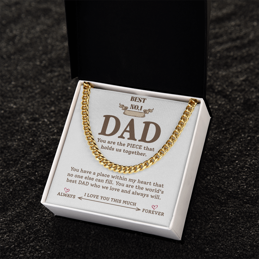 Best Dad Chain Necklace Gift with Message Card from Kids