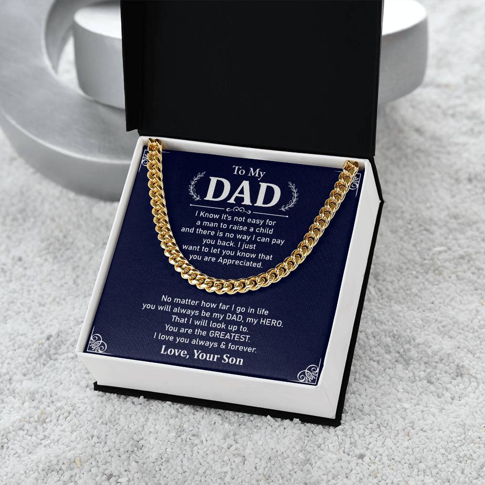 To My Dad Necklace Gift From Son With Appreciation Message