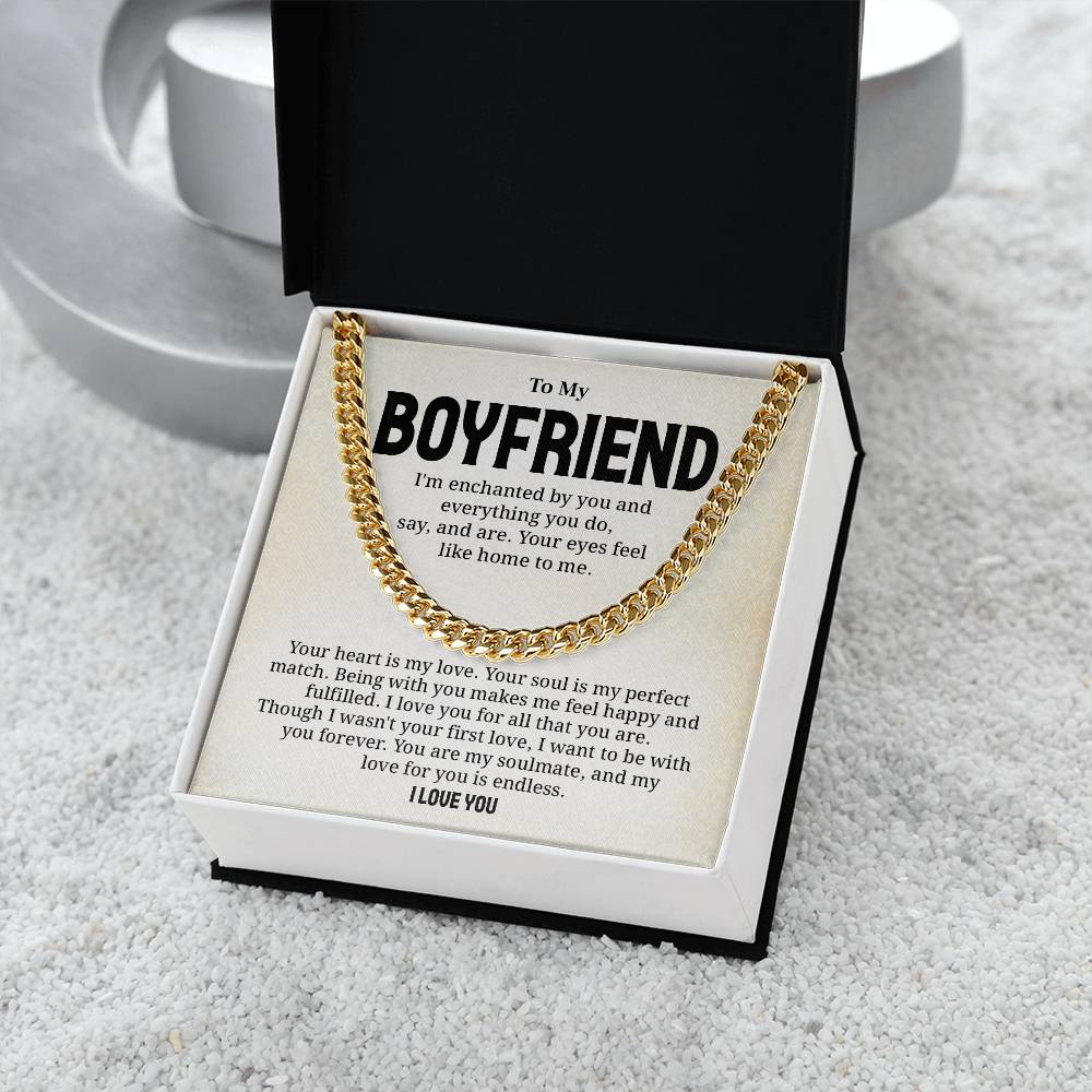 Boyfriend Cuban Chain Necklace Gift with Message Card