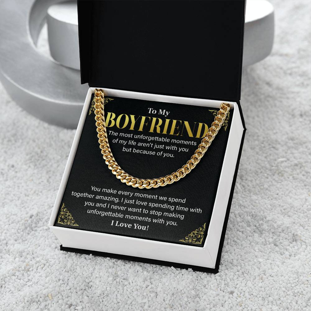 Boyfriend Cuban Chain Necklace with Gift Card & Box