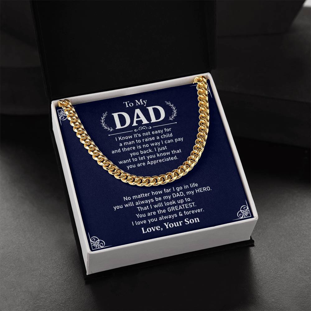 To My Dad Necklace Gift From Son With Appreciation Message