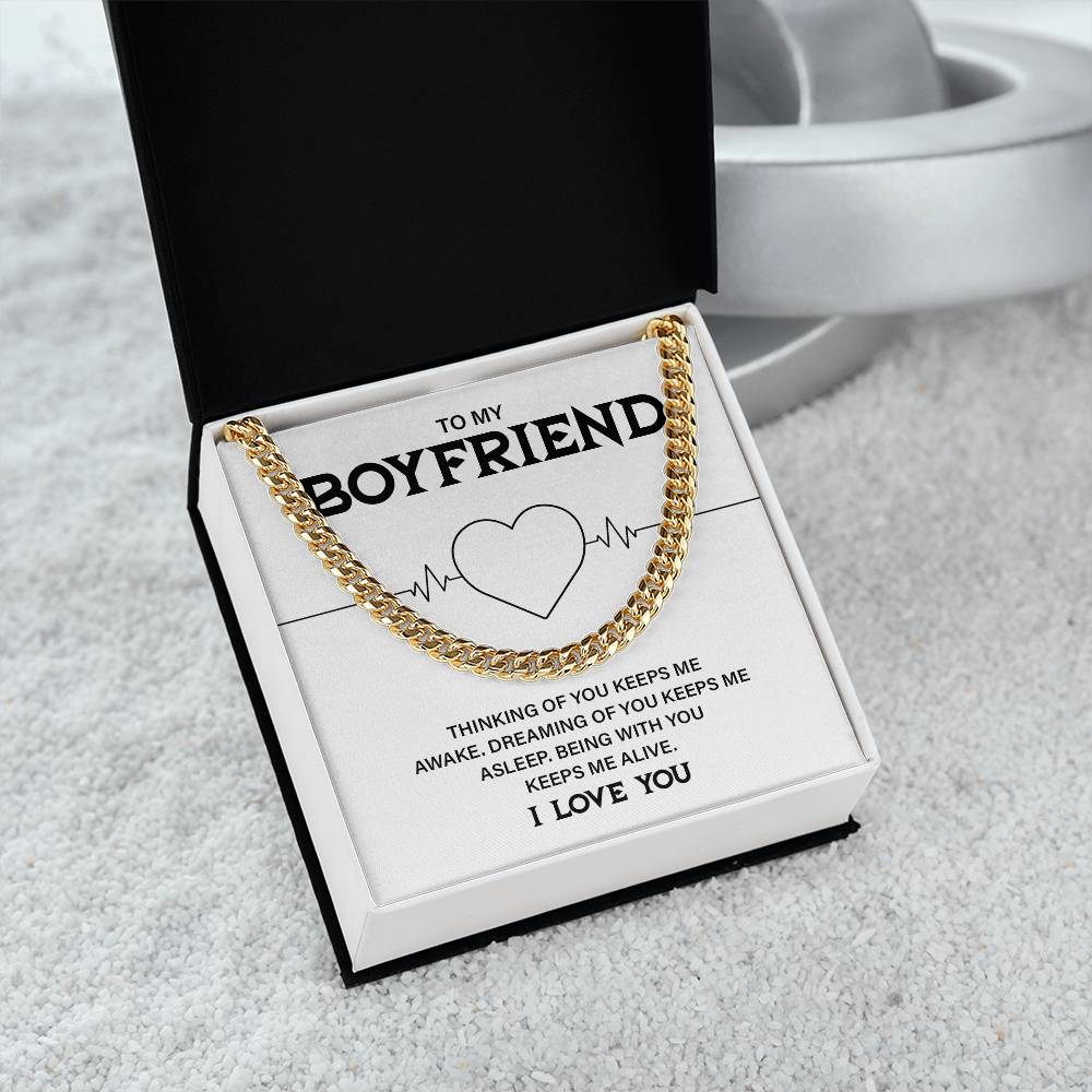 Boyfriend Cuban Chain Necklace with Gift Card