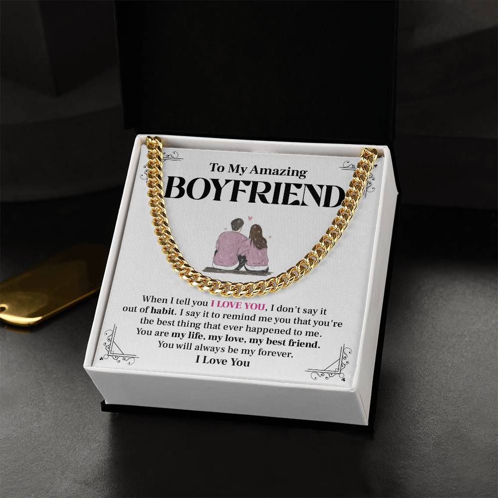 Cuban Chain for Boyfriend – Love & Habit Message Card
