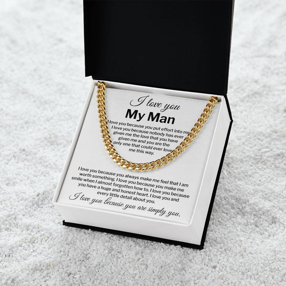 I Love You My Man Necklace Gift Special Romantic Gift Unique Boyfriend Necklace Emotional Love Jewelry Perfect Boyfriend Gift Meaningful Love Necklace Unique Love Gift For Him Valentine's Day Gift Special Gift For Him Sentimental Gift For Boyfriend