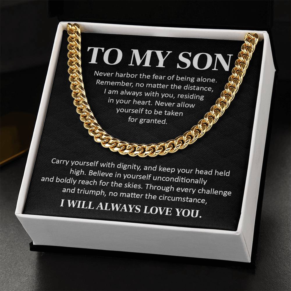 Cuban Chain Necklace Gift for Son with Message Card