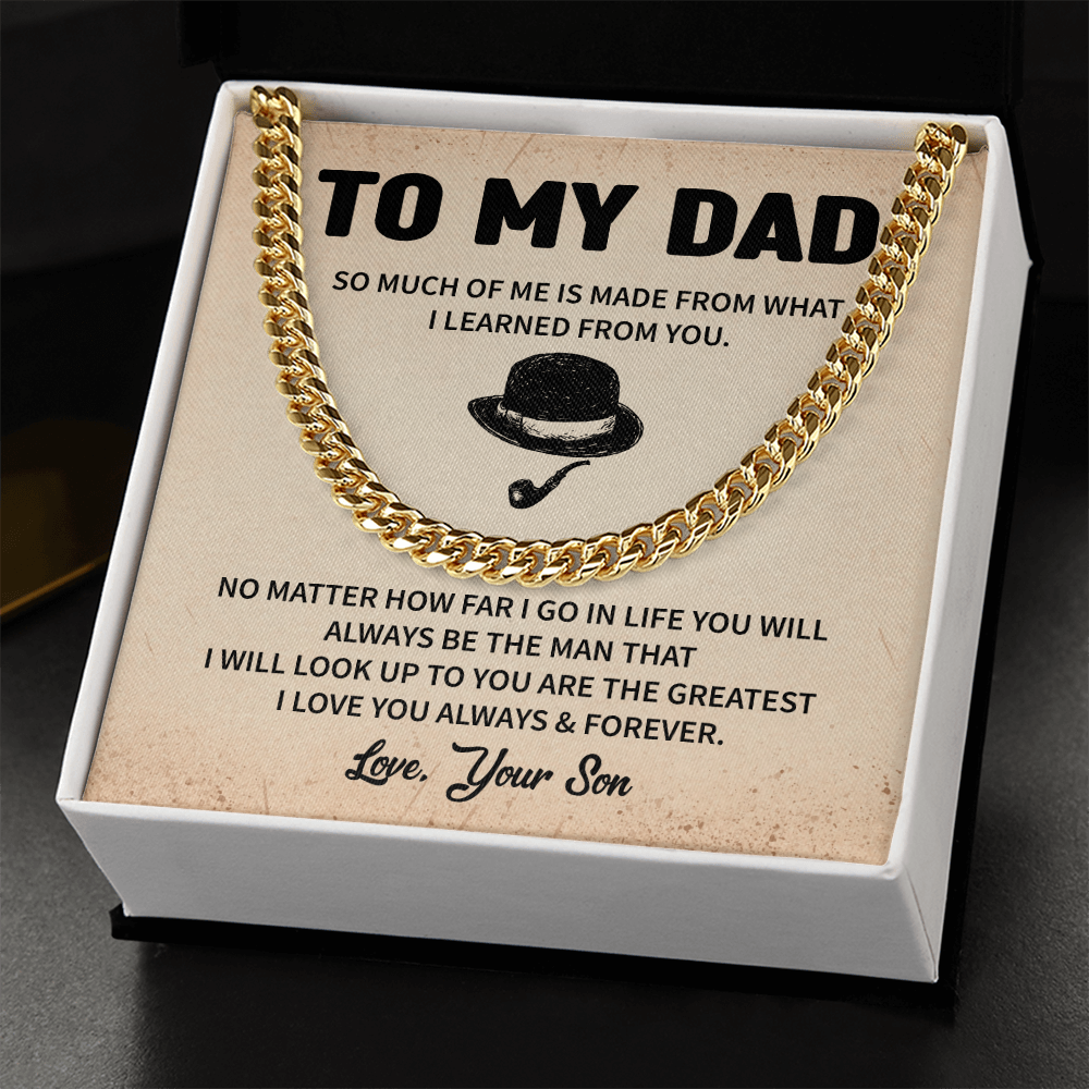 To My Dad Cuban Chain with Loving Message From Children