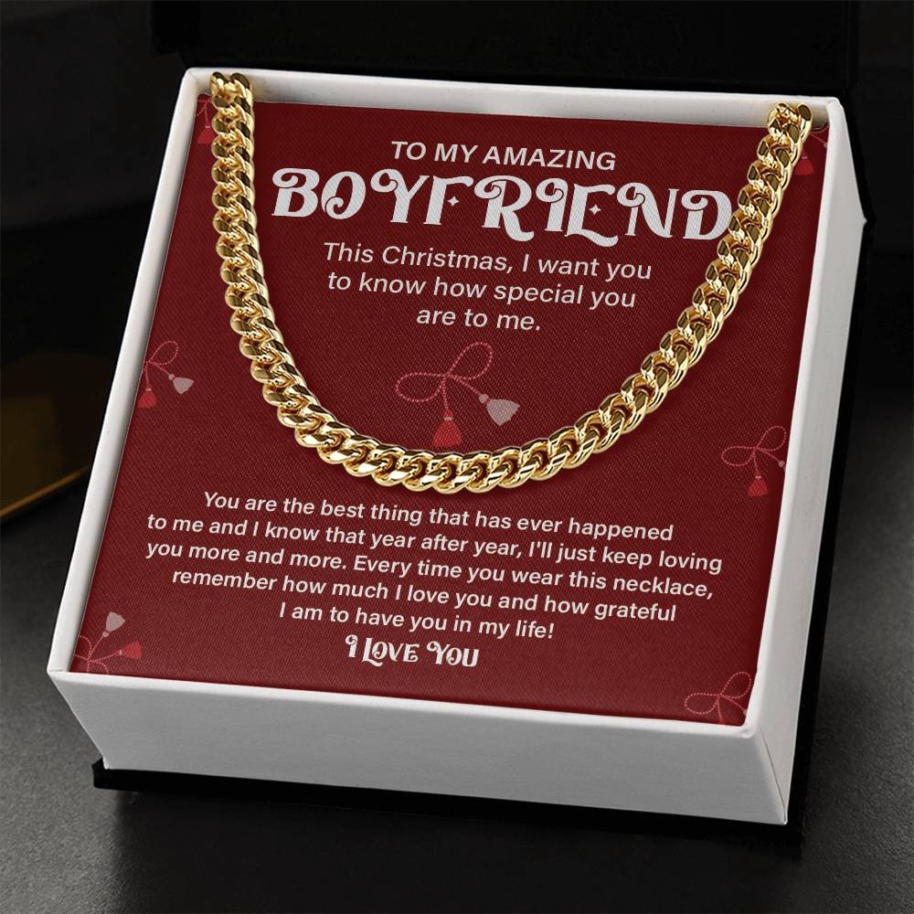 Christmas Gift for Boyfriend Cuban Chain & Card