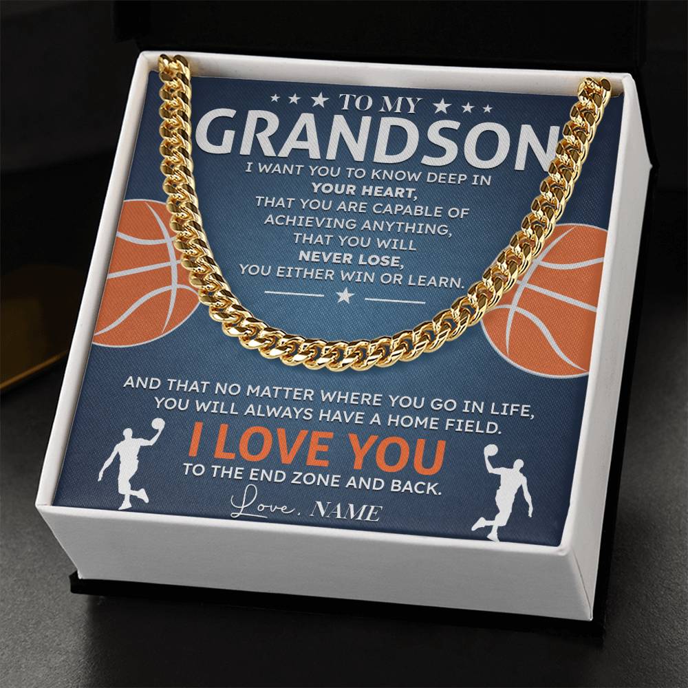 Grandson Basketball Necklace Gift with Card