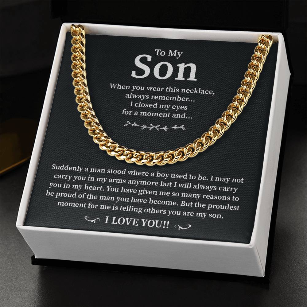 Cuban Chain Gift for Son from Mom – Proud Mother Lion Message Box