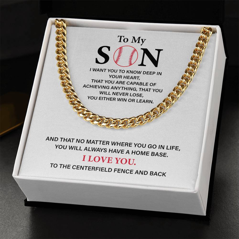 Baseball Gift for Son from Mom – Cuban Chain with Message Card