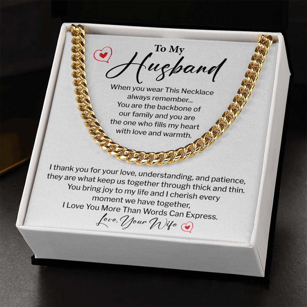To My Husband Cuban Chain – Message Card Gift Box