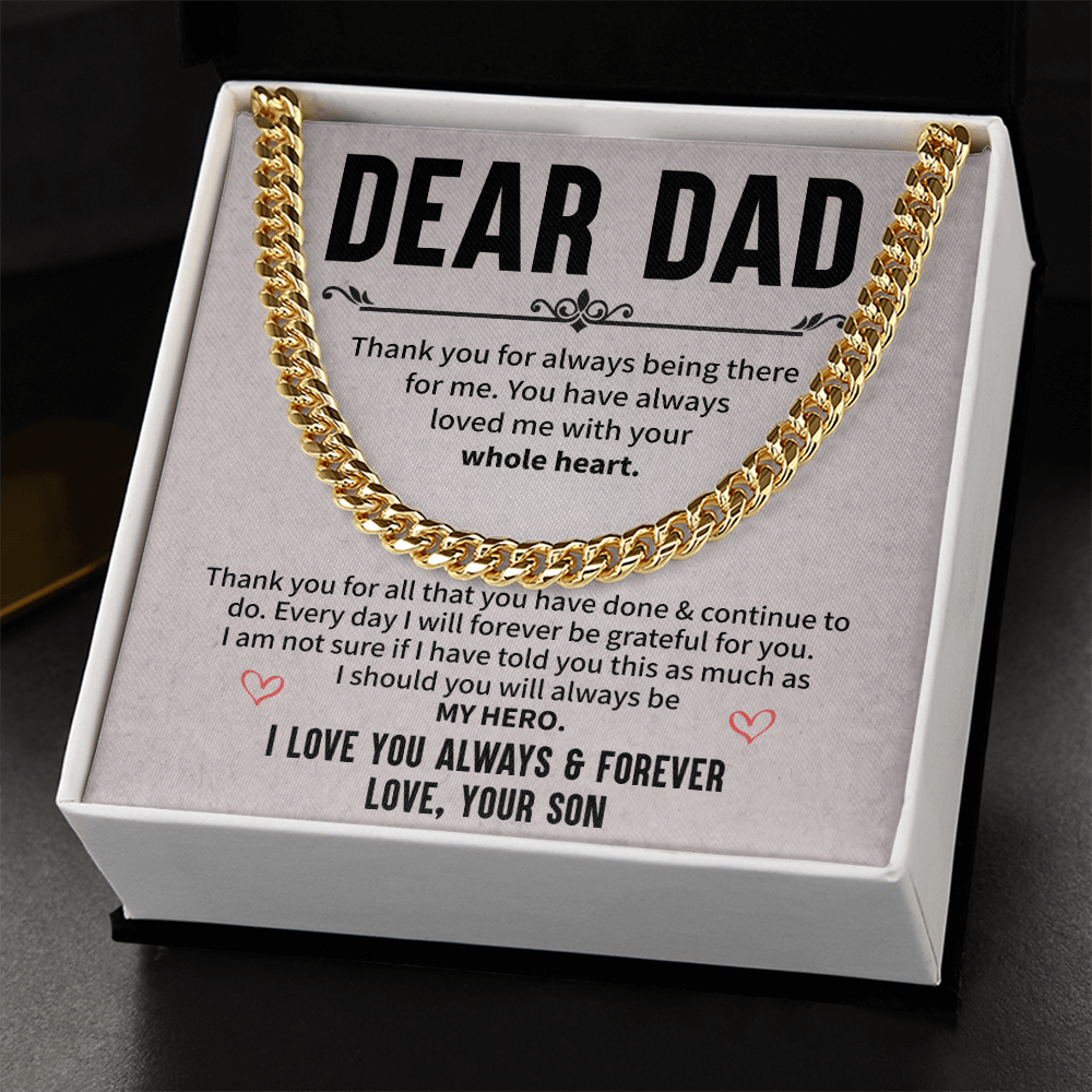 Dear Dad Necklace Heartfelt Message with Hero Tribute from Son