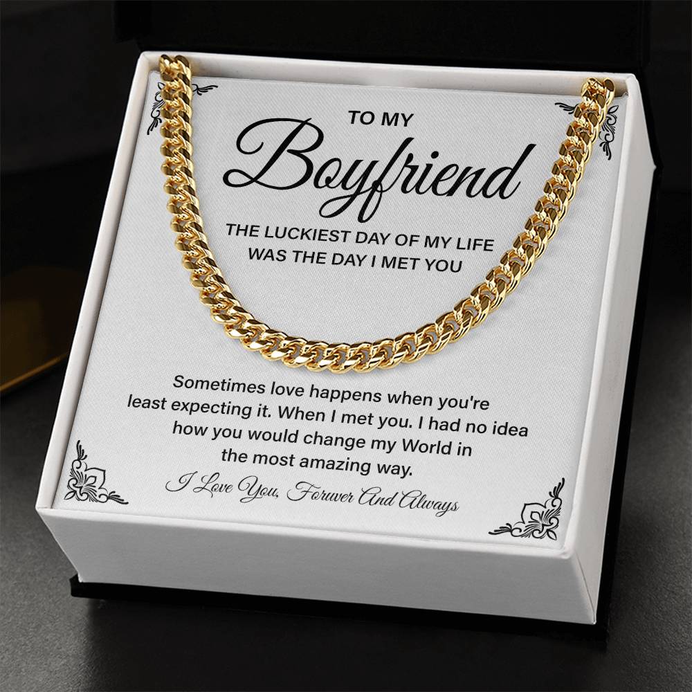 Boyfriend Gift – Cuban Chain with Lucky in Love Message