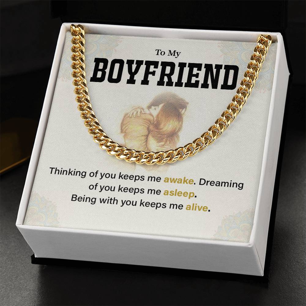 Boyfriend Cuban Chain Necklace Gift with Message Card