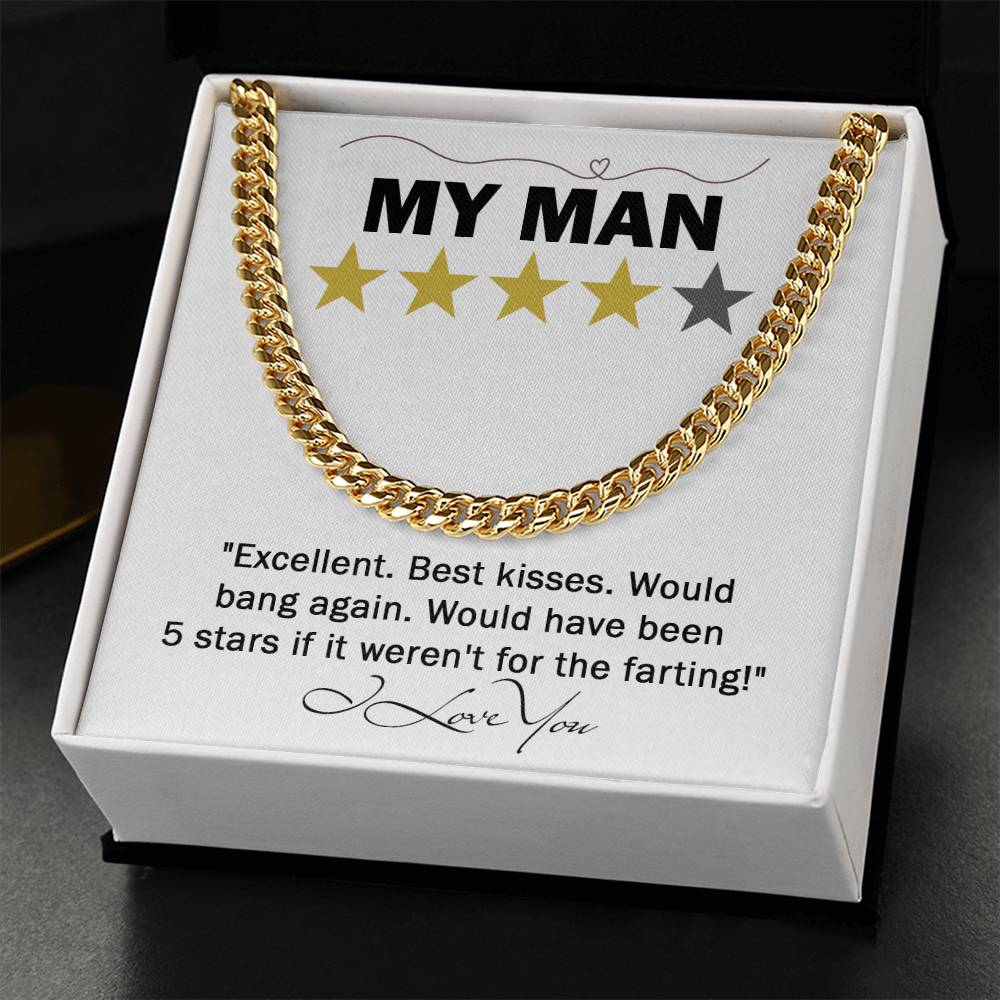 My Man A Funny Cuban Link Chain Necklace Gift For Boyfriend, Husband Gift, Valentine's Day, Anniversary, Or Christmas Gift For Boyfriend, Husband