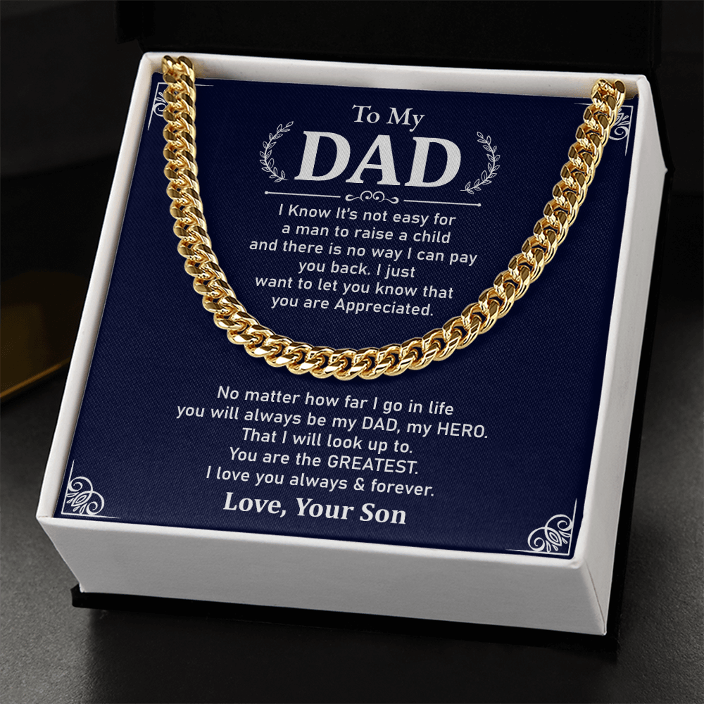 To My Dad Necklace Gift From Son With Appreciation Message