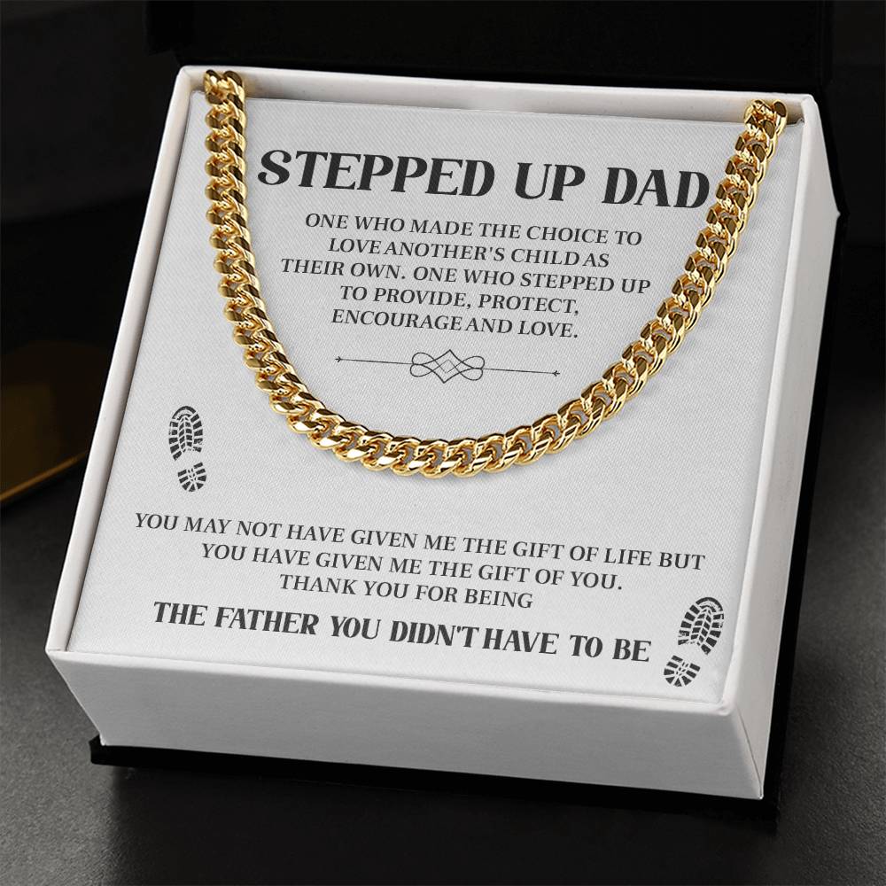 Cuban Chain Necklace Gift for Stepped Up Dad – Heartfelt Message Card