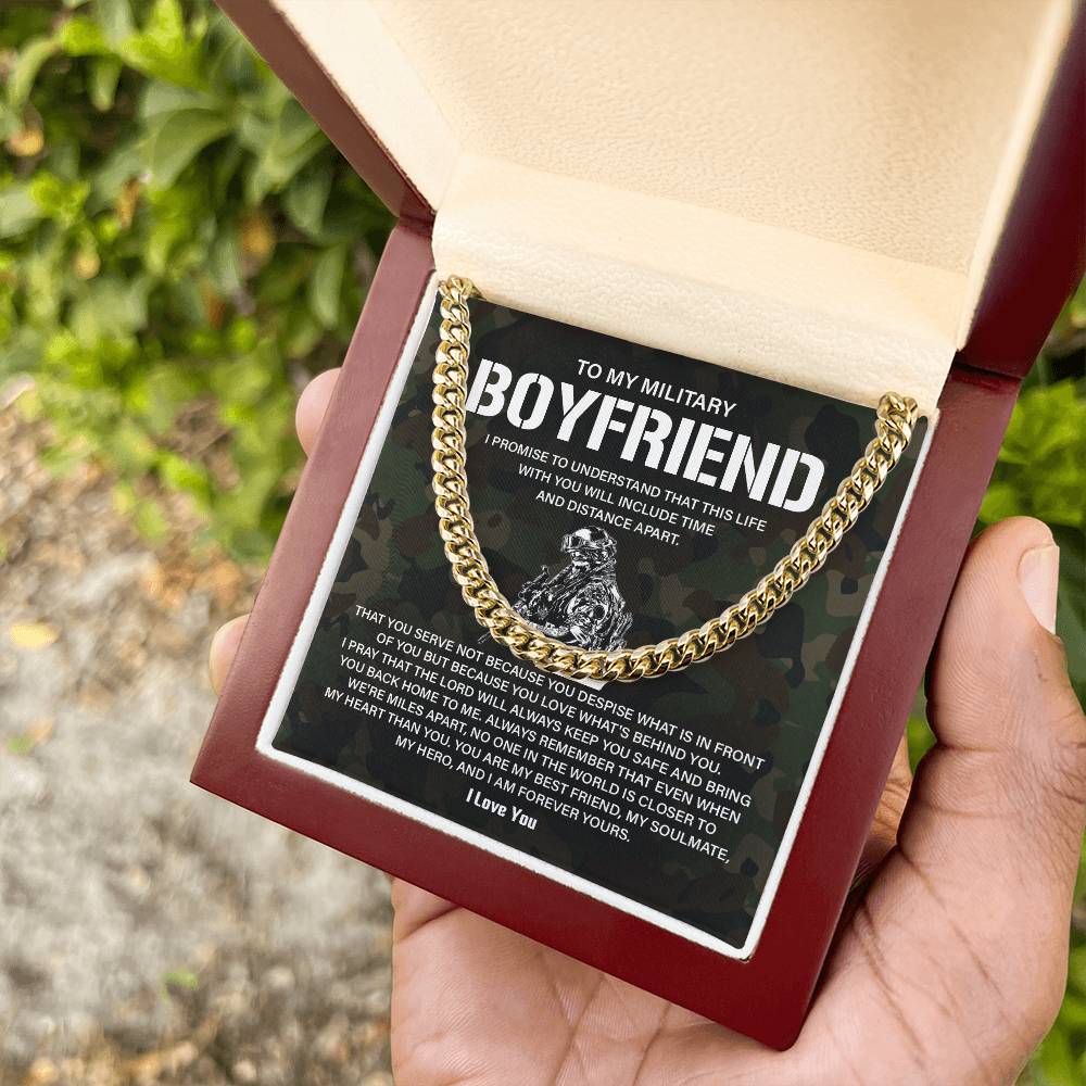 Military Boyfriend Gift – Cuban Chain with Message Card