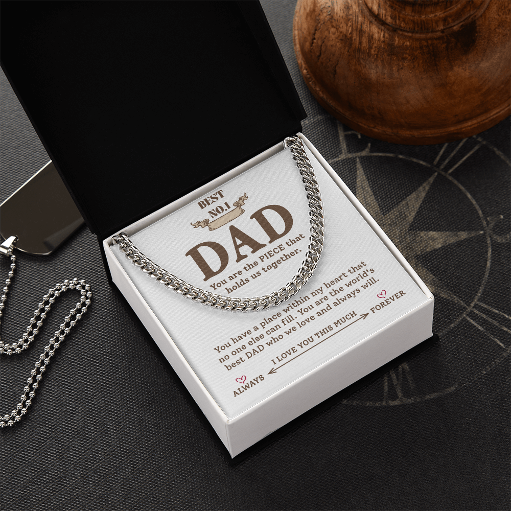 Best Dad Chain Necklace Gift with Message Card from Kids
